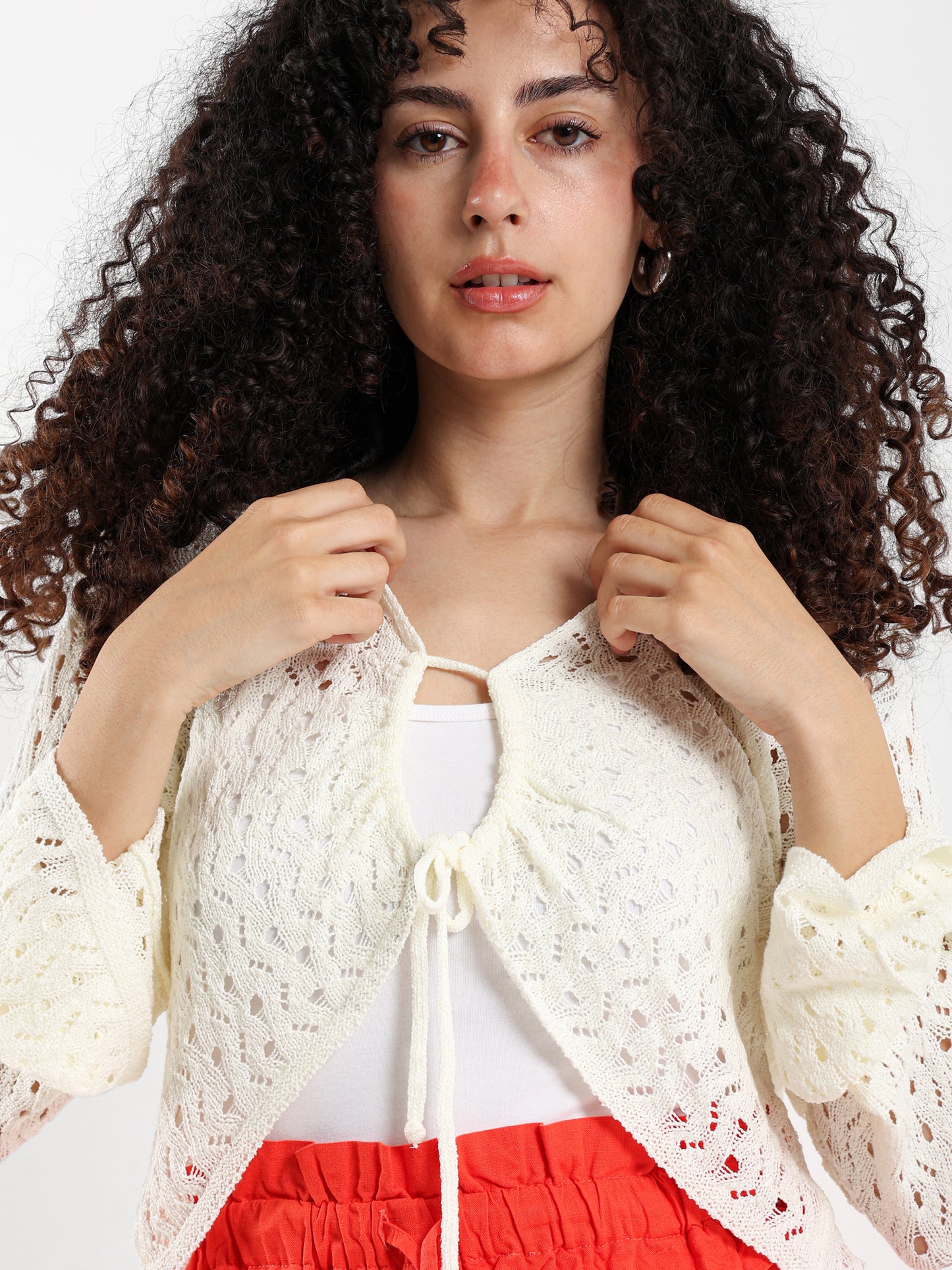 Front Tie Crochet Bolero