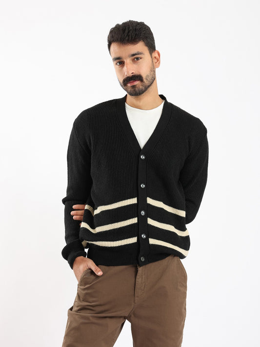 Cardigan - Bi-Toned - Button Closure