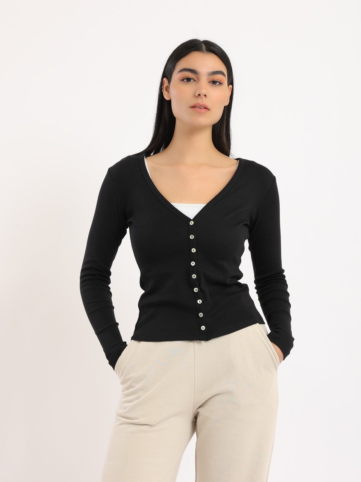 Cardigan - Button Closure - Slip-On - Outlet