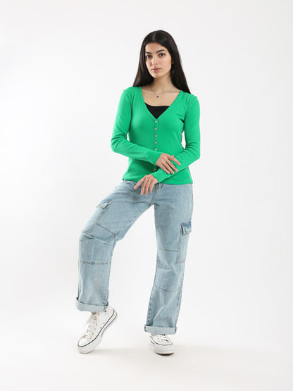 Cardigan - Button Closure - Slip-On - Outlet