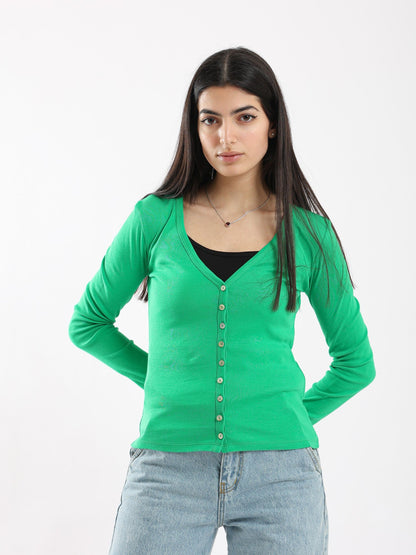 Cardigan - Button Closure - Slip-On - Outlet