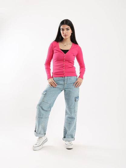 Cardigan - Button Closure - Slip-On - Outlet