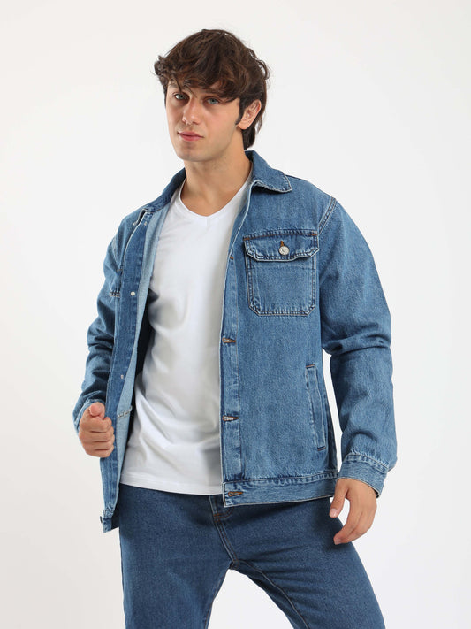 Denim Jacket - Chest Pockets - Stitched Trim