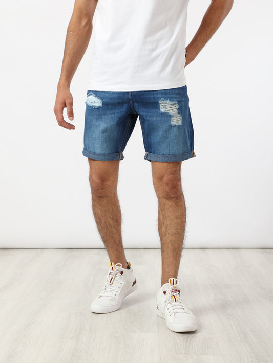 Denim Shorts - Ripped Details