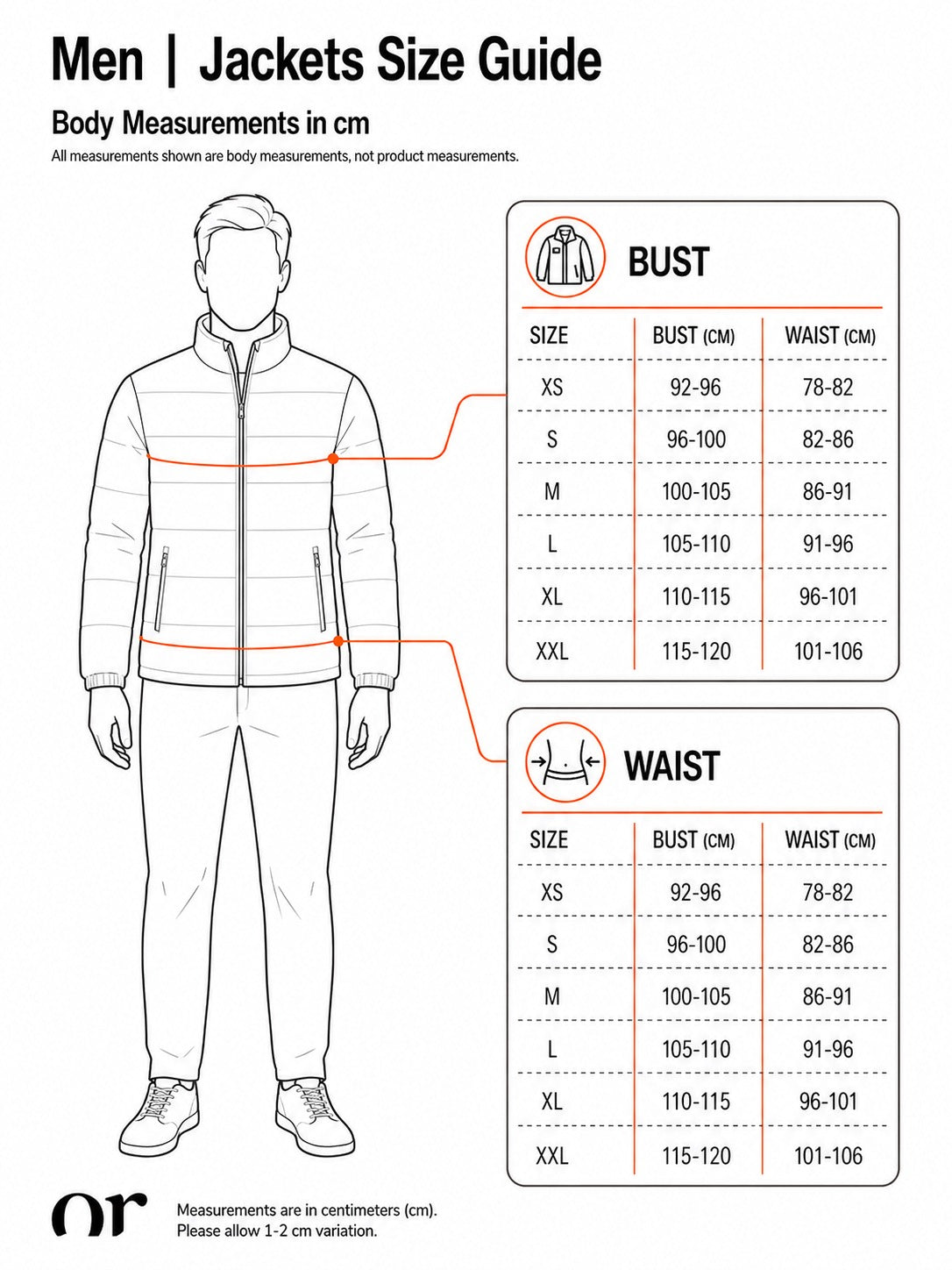 Men | Jackets Size Guide