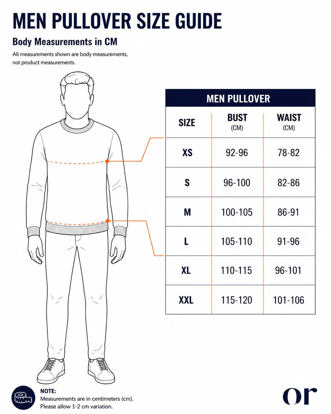 Men | Pullovers Size Guide