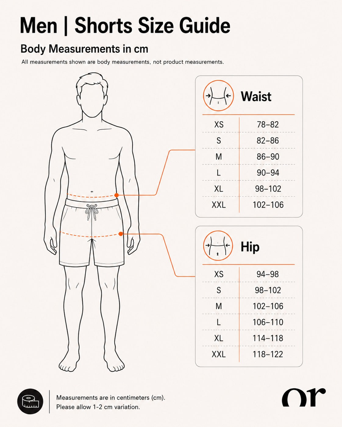 Men | Shorts Size Guide