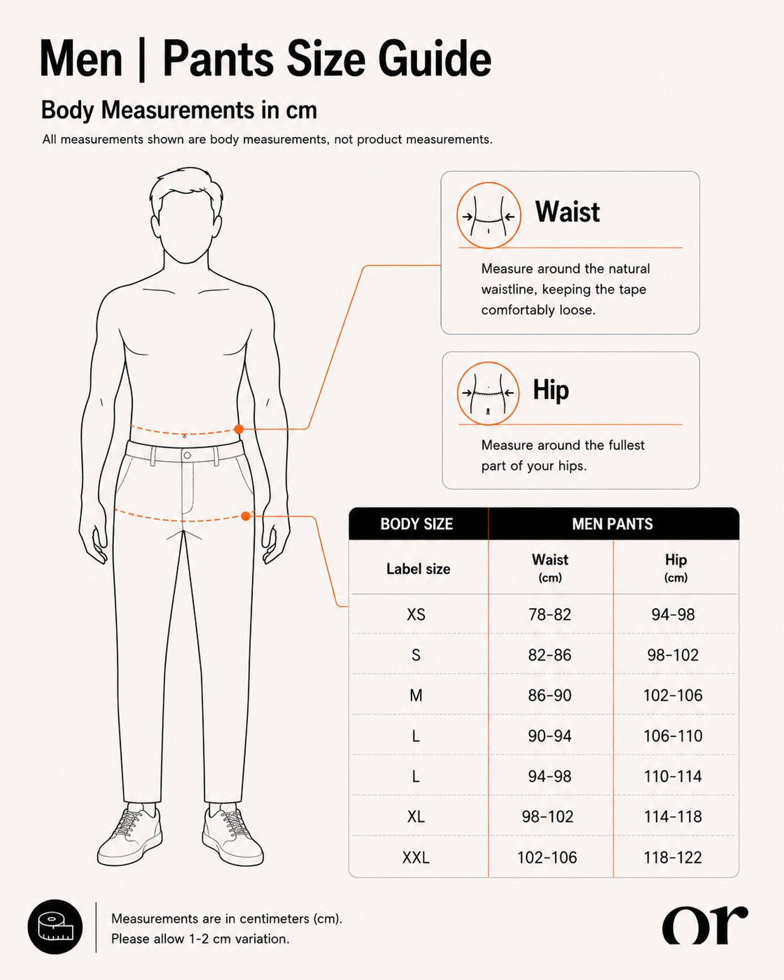 Men | Pants Size Guide