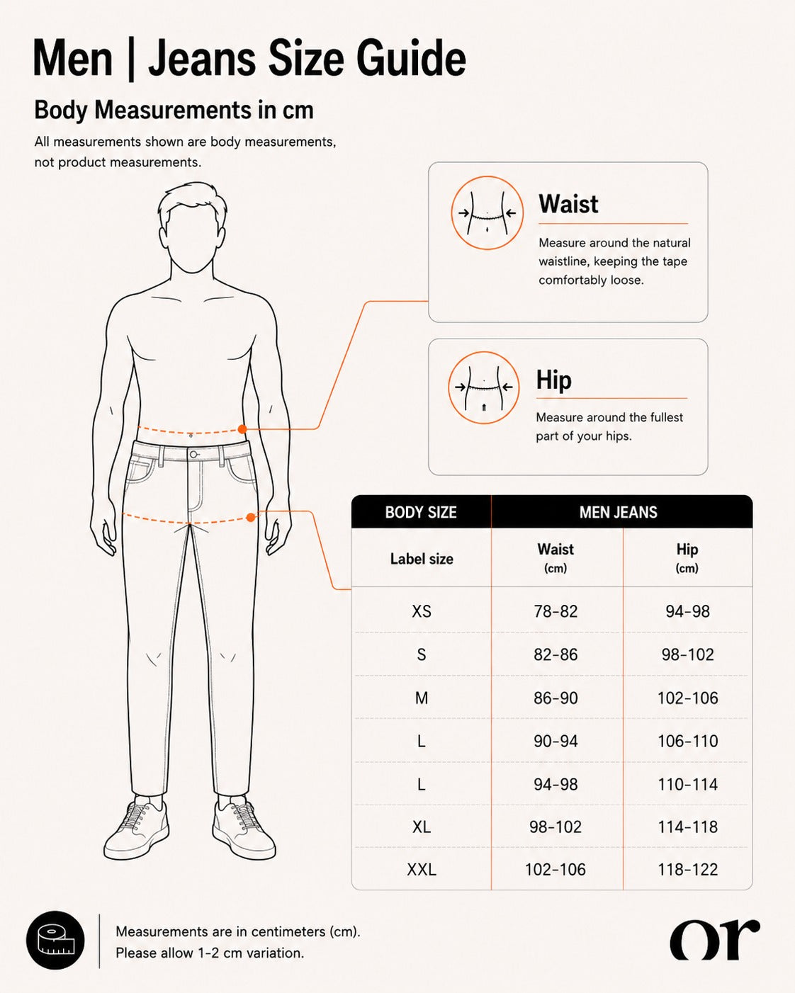 Men | Jeans Size Guide