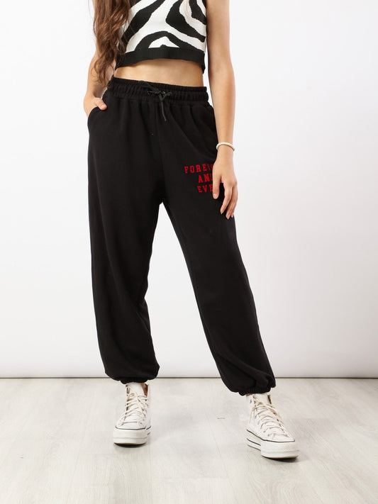 Sweatpants - Printed Text - Drawstring Waist