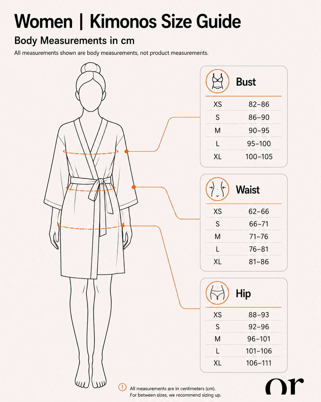 Women | Kimonos Size Guide