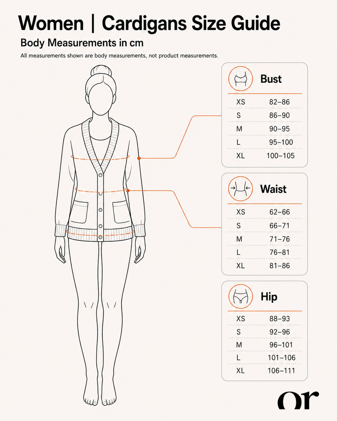 Women | Cardigans Size Guide