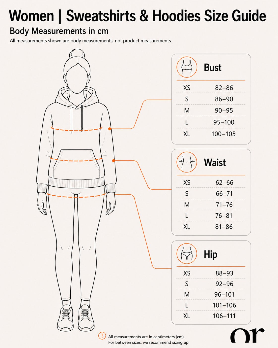 Women | Sweatshirts & Hoodies Size Guide