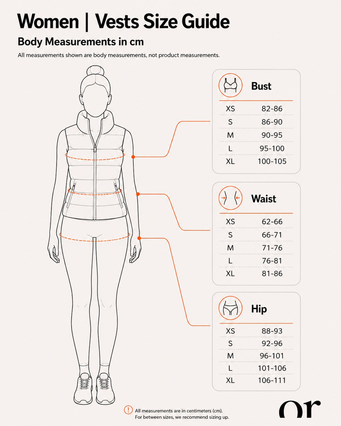 Women | Vests Size Guide