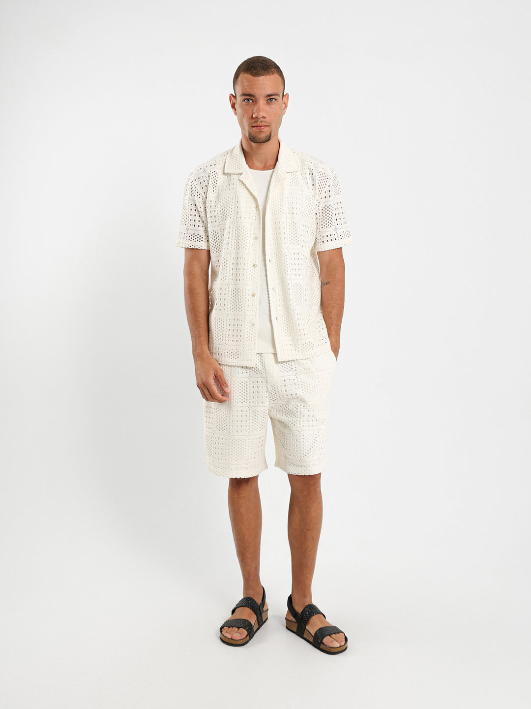 Relaxed Textured Flower Shorts