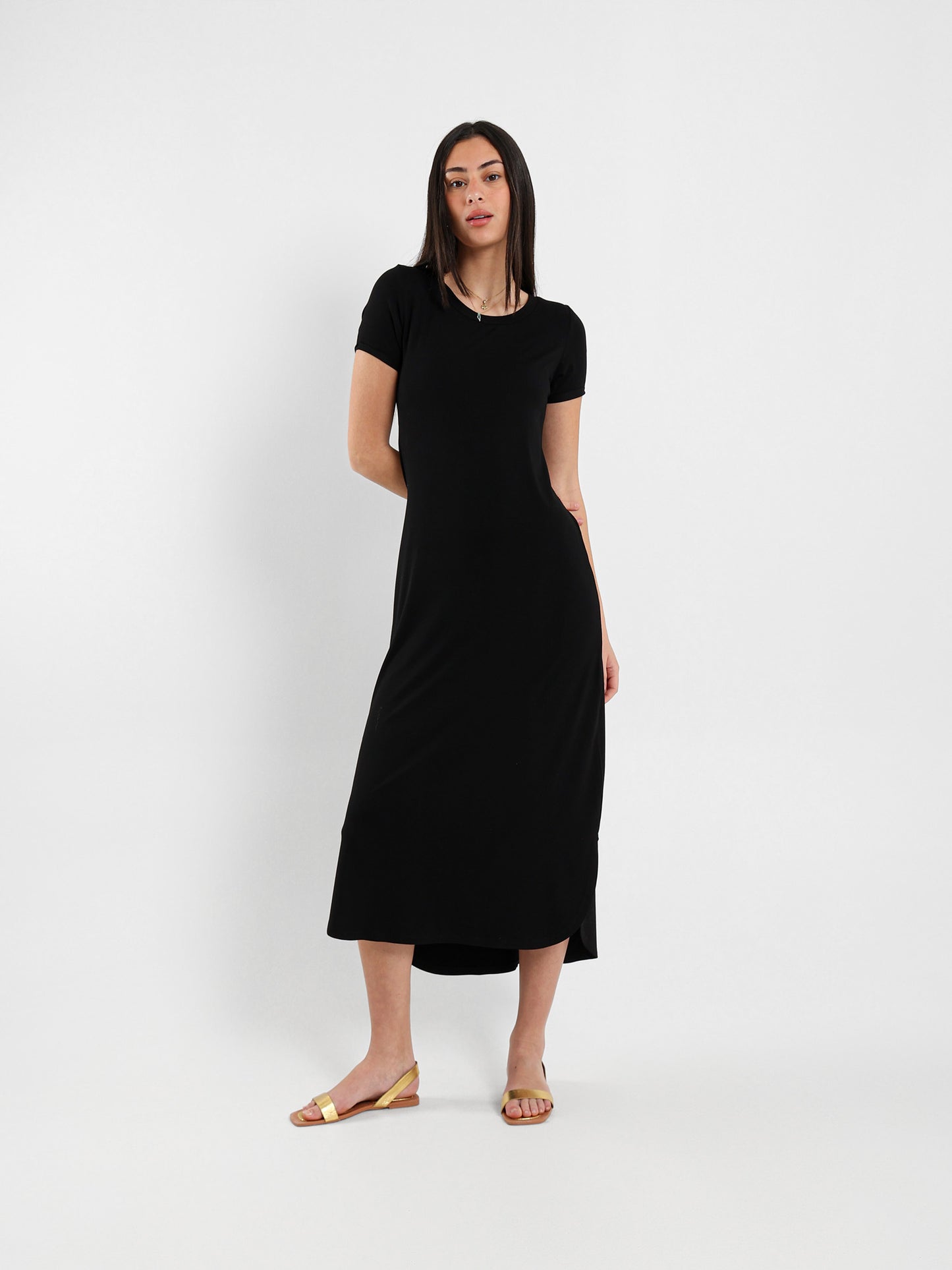 Round Neck Slit Sides Dress