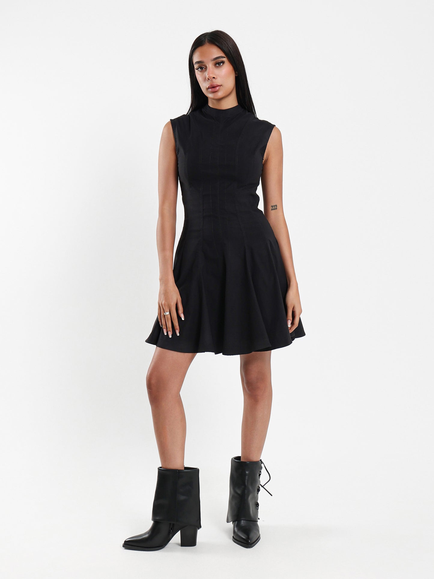 Sleeveless Godet Mini Dress