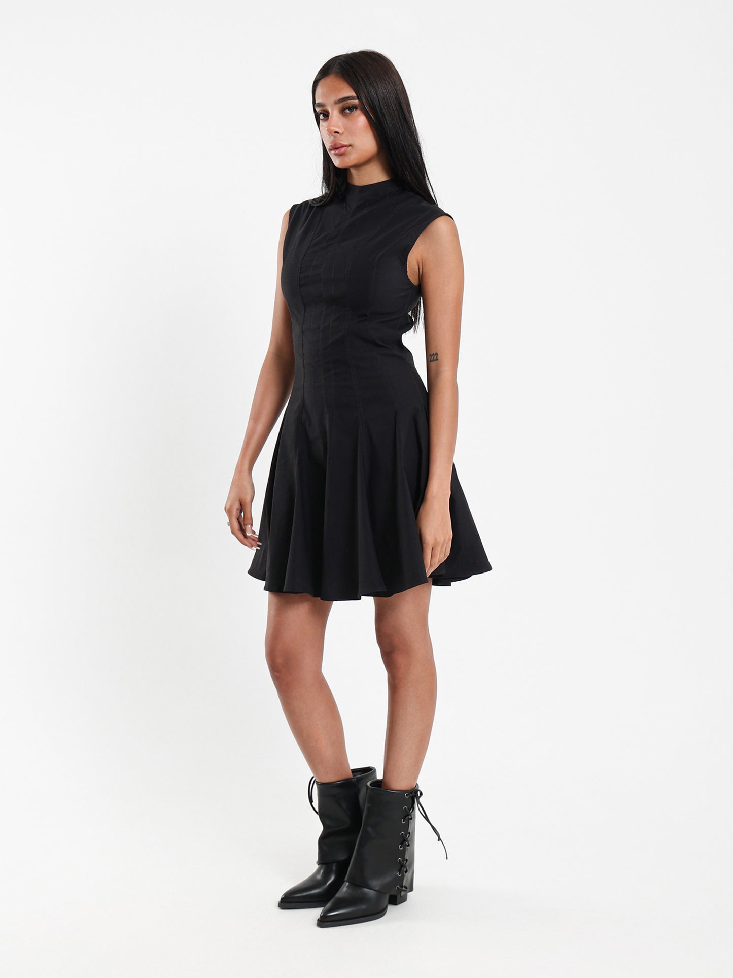 Sleeveless Godet Mini Dress