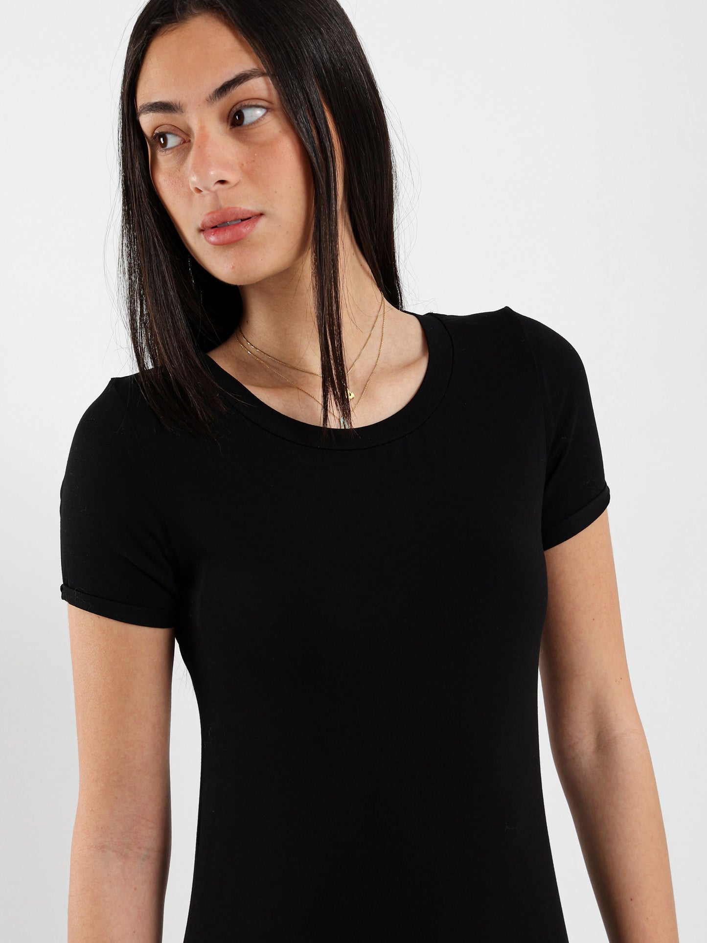 Round Neck Slit Sides Dress
